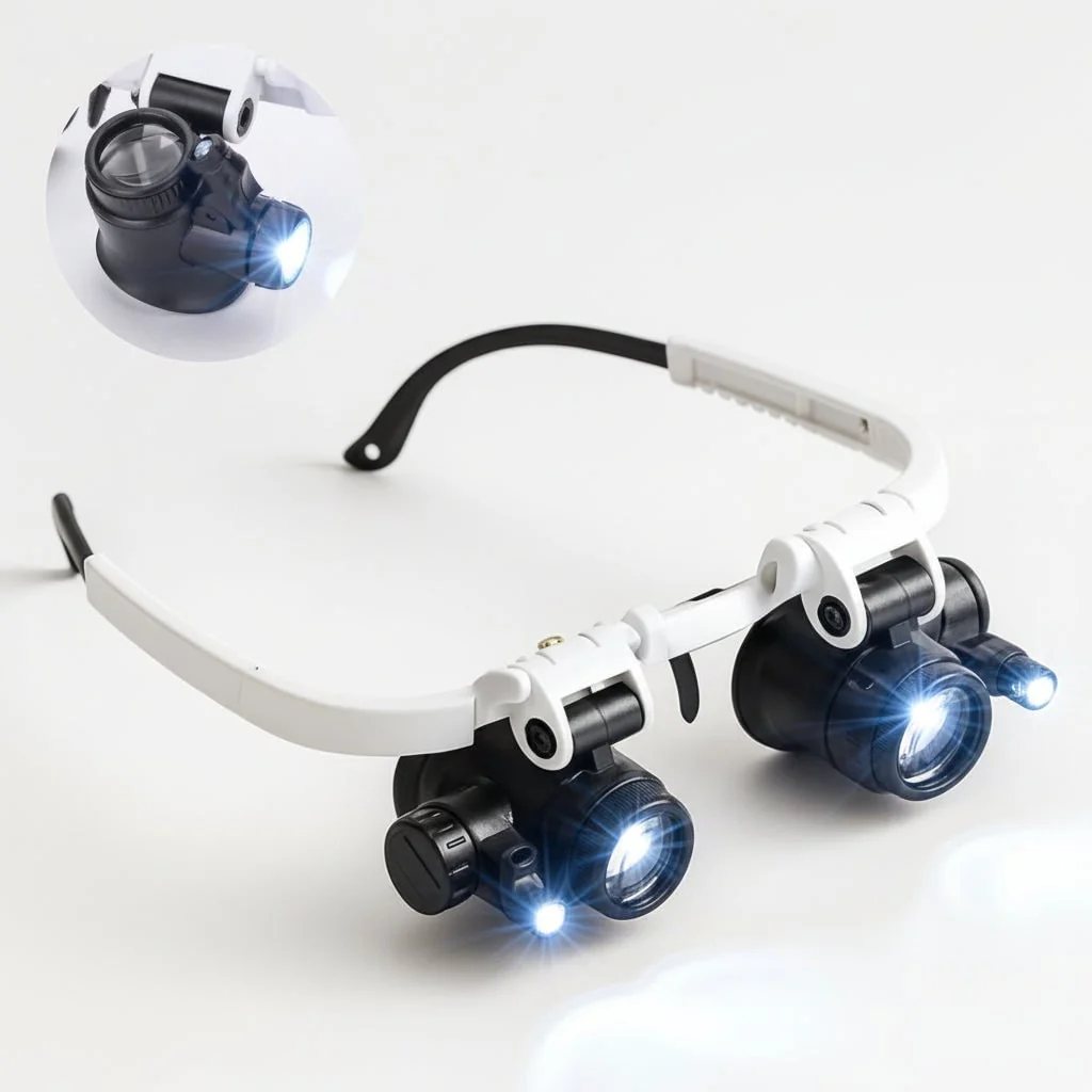 Magnifying Glass Headset LED Light Precision Work - Image 2